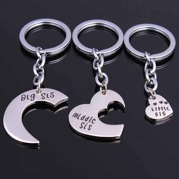 3x/Set Heart Pendant Friendship KeyRings Chains Keychains Family NPft Natural Gw