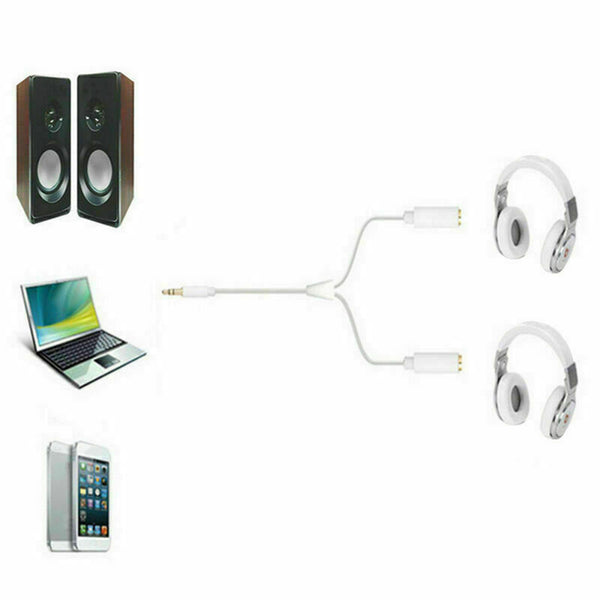 3.5mm Stereo Audio Male to 2 Female Headset Microphone Cable Y Splitter