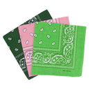 Set of 3 bandanas Paisley Man and Woman 57 x 57 cm Dark green + light green