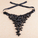 Women Black Lace Choker Statement Necklace Bib Collar Beads Cluster Pendant New