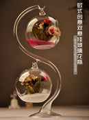 2Sets Hanging Glass Hydroponic Flowers Planter Vase Terrarium Container