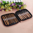 20pcs/kit Handle Crochet Hook Bamboo Knitting Knit Needle Weave Yarn Pouch