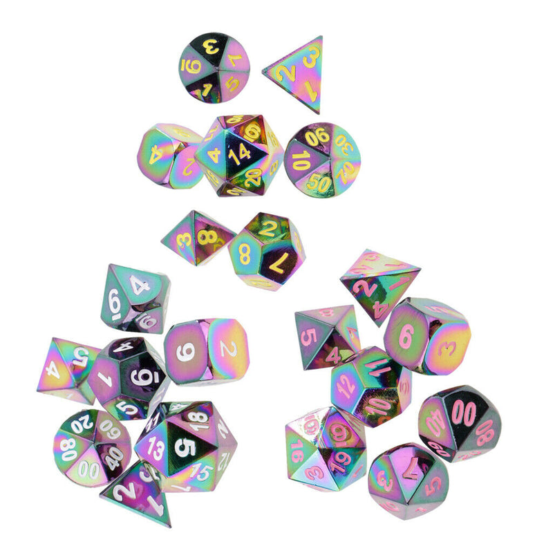 7 Pieces Opaque Zinc Alloy Polyhedral Dice D20 D12 D10 D8 D6 D4 White Number RPG