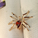 Women Special Spider Pin Brooch Set Zircon(Red)