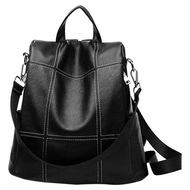 Women Backpack Purse Waterproof Pu Leather Anti-Theft Rucksack Fashion Scho B4R7
