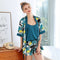 Women Satin Pajamas Faux Silk Silky Pajama Set Elegant Robe 3pcs Suspender  H8C7
