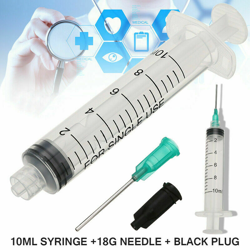 1 set 10ml Non-sterile Syringe with 18G Blunt Tip Needle & Black Storage Cap