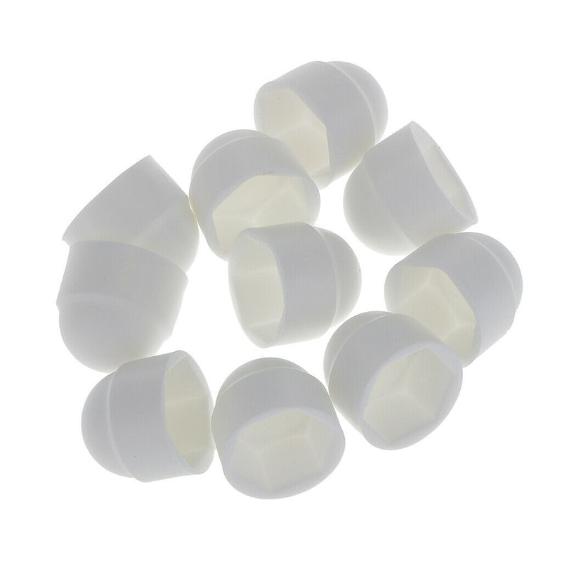 10 Pcs Hexagon Bolts Nuts Cover Caps- White - Premium Nylon - M8 13x15mm