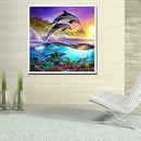 Dolphin Full Drill Round Diamond Painting Embroidery DIY Cross Stitch Decor