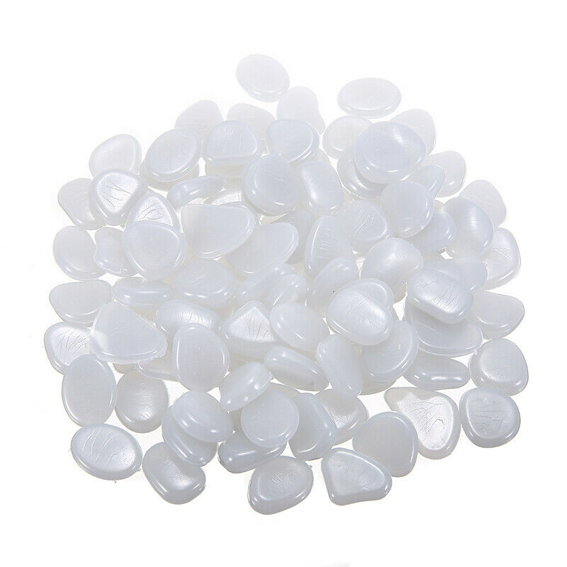 100pcs Glow in the Dark Stones Pebble Gardening Aquarium Landscaping Decor Set