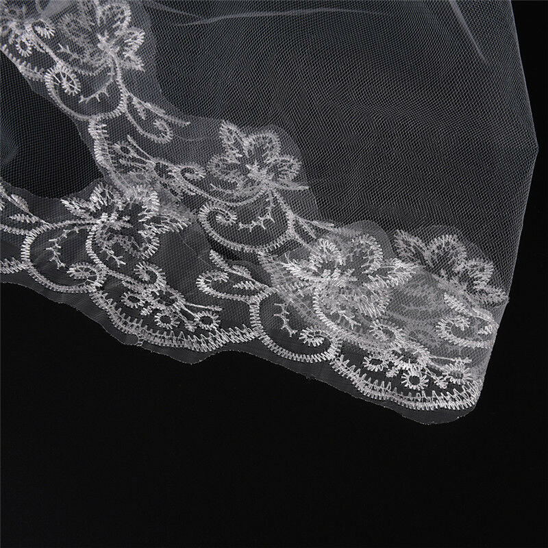 White Ivory Cathedral Length Lace Edge Bride Wedding Bridal Long  150CM B Gw