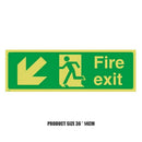 Photoluminescent Plastic Fire Exit Sign All Direction Arrows (Left Down) A