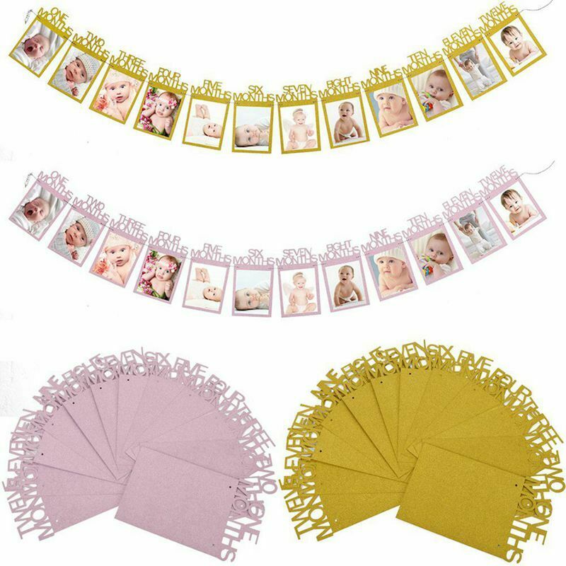 1-12 Month baby Photo holder Kids Birthday Gift Room Decorations Photo Bann W8J2