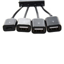 Black USB 4-port Micro Power Cargo OTG Hub Cable adapter V6Q6