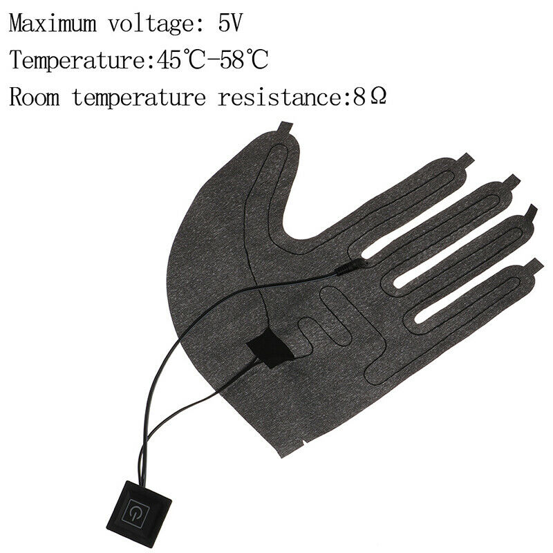 1X Five-finger Gloves USB Electric Heating Pads Three-speed Switch Heating Sh BX