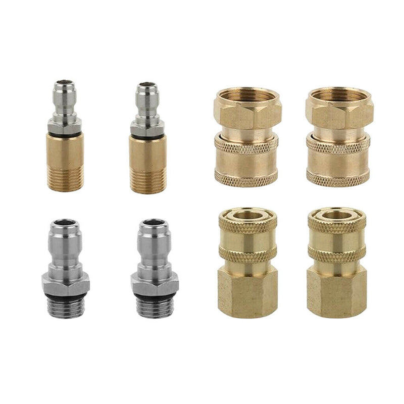 8-Pack Pressure Washer Hose Connector Quick Coupler Male & Female (4 Sizes)