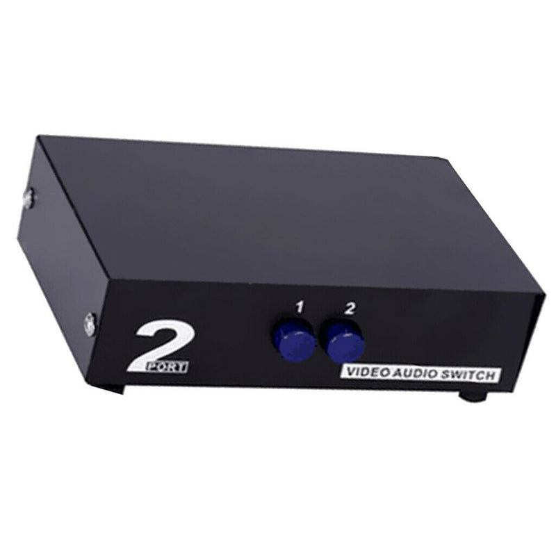 2 Pairs 2-Way AV Switch RCA Switcher 2 In 1 Out Composite Video L/R Audio