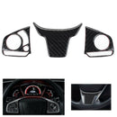 3Pcs Car Carbon Fiber Steering Wheel Button Switch Panel Cover Trim Decorat A7W6