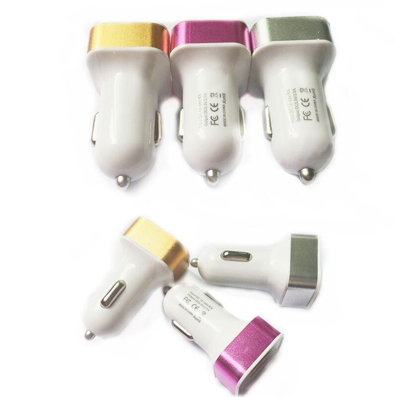 Dual USB Port 2.1A Compact Fast Car Charger Tablets Phones Rapid Quick Char B5Z4