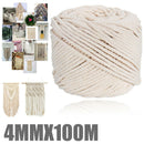 4mm Macrame Rope Natural Beige Cotton Twisted Cord Artisan Hand Craft DIY 100M