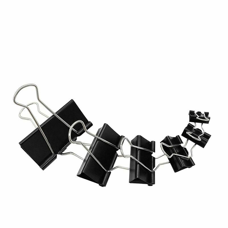 Binder Clips Paper Clamps Assorted Sizes 100 Count (Black), X Large, Large, C6R9