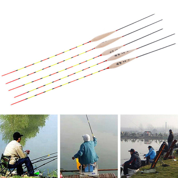 5Pcs Fishing Float Night Luminuous Tackle Glow Stick Wood Accessories With Lead