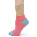 5 Pairs Women Rabbit Wool Socks Splicing Color Winter Thick Mid-calf Socks