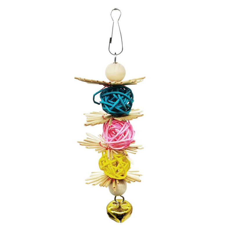 Parrot Bird Toys Natural Straw Chew Toys Birds Hanging Bells Toys