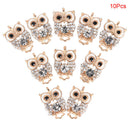 10Pcs Rhinestone Crystal Owl Enamel Charms Pendant Diy Jewelry Craft Findinglj