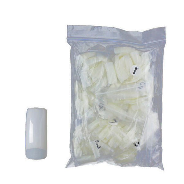 500pcs/bag Natural Flat Shape False Nail Art Tips UV Gel Manicure Tools (2) A#S