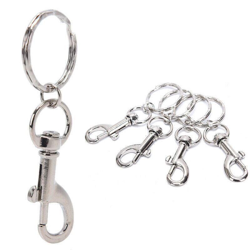 10X 25mm Lobster Clasp Ripple Keychain Split Ring Short Chain Key Ring DIY F Nw