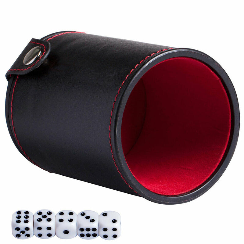 Leather Dice Cup Set Shaker with Dot Dices for Pack Portable Party Games