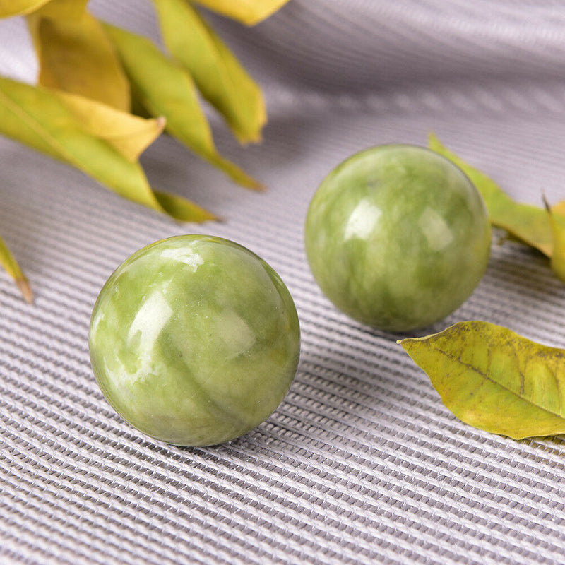 2Pcs Stress Hand Wrist Natural Jade Ball Health Hand Massage Ball Bal BX