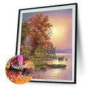 5D DIY Diamond Painting Riverside Boat Hut Full Drill Rhinestone Picture
