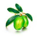 Cute Green Fruit Brooch Plum Shape Enamel Corsages Pins Suit Coat Scarf Acc W1Z3