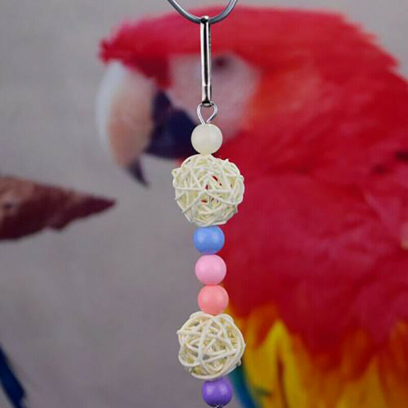 5pcs Bulk Bird Parrot Toys Hanging Bell Pet Cage Hammock Swing Wooden Lot Set