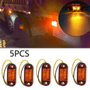 5PCS Amber 2 LED Light Oval Clearance Trailer Car Truck Side Marker Tail Lamp