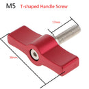 M5 Rotating Knob Handle Thumb Lever Screw T-shaped 17mm for Rod Clamp Red