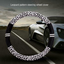 Leopard Print Plush Car SUV Steering Wheel Cover Decoration 15''/38cm Universal