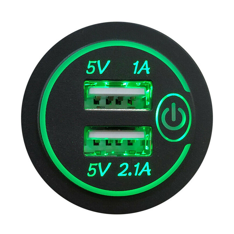 Car Boat Motorcycle Touch Switch 3.1A Dual USB Charger Socket with 2 Terminals