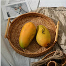 Rattan Handwoven Round High Wall Severing Tray Food Storage Platters PlateB Ew