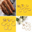8pcs Elegant Butterfly Rhinestone Knuckle Ring Women Wedding Jewelry Gift