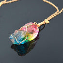 Rainbow Stone Crystal Quartz Chakra Rock Healing Pendant Necklace-Gift