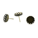 20 Brass Pendant Trays Blank Bases Cabochon Bezel for Earrings Ear Stud 12mm