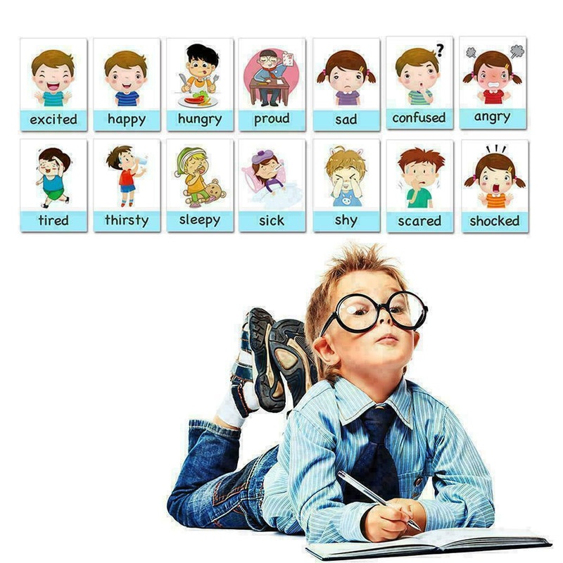 14 X Emotion Cards Early Childhood Cartoon English Education Emotional Card P3N6