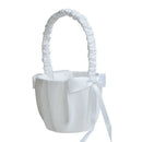 Romantic Bowknot White Satin Wedding Ceremony Party Flower Girl Basket