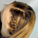 Women Fashion Brown Highlight Ombre Human Hair Wigs Long Brazilian Hair Wigs US