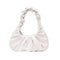 Elegant Pleated Handbag Women Leather Travel Totes Shoulder Bag (White)