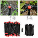 50PCS Drip Irrigation Emitters Adjustable Micro-Bubbler + 50PCS Stake Suppo