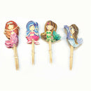 24pcs cartoon mermaid cupcake topper picks kid birthday party decoration JR